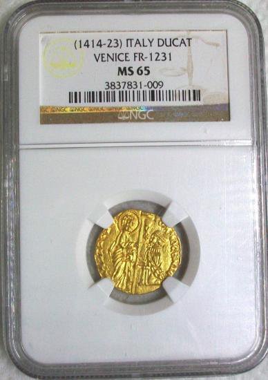 中世イタリア ベネチア 1414-1423 ダカット金貨 NGC MS65 ハイグレード