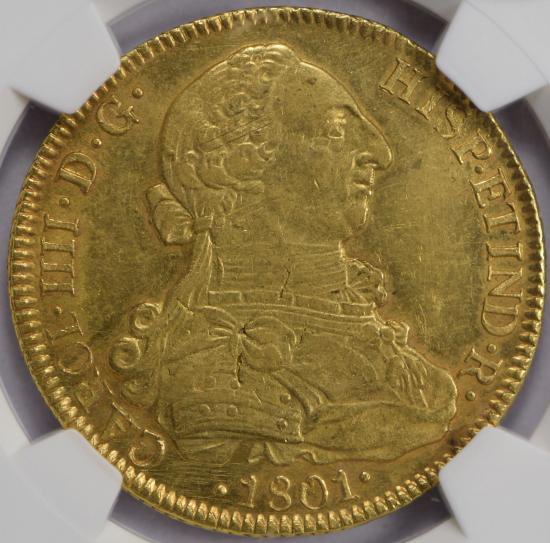 チリ 1801SO Aj 8エスクード カルロス４世 金貨 NGC MS62 最高鑑定品！ WINGS - 【鑑定済アンティーク コイン専門店】オンラインネットショップ通販店舗『アンティークコインワールド』へようこそ！