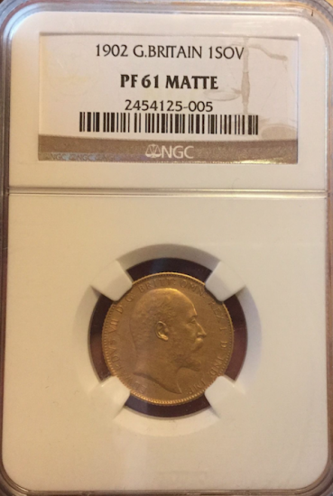 イギリス 1902 エドワード７世 1ポンド ソブリン 金貨 NGC PF61 MATTE